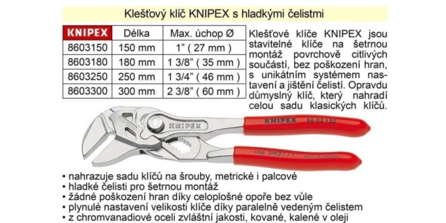 Kleště KNIPEX s plochými čelistmi, 52 mm